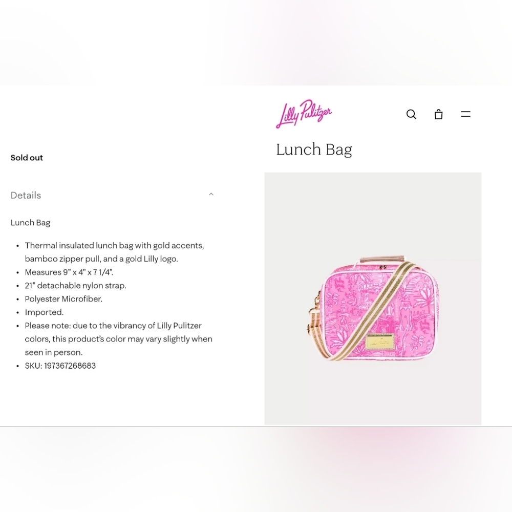 Lilly Pulitzer Pink and Gold Mini Bag